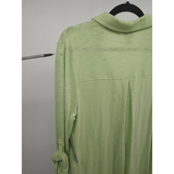 Chico's Tunic Top 2 L Cotton Blend Slub Button Front Knit Long Sleeve Mint NWT - Picture 10 of 13